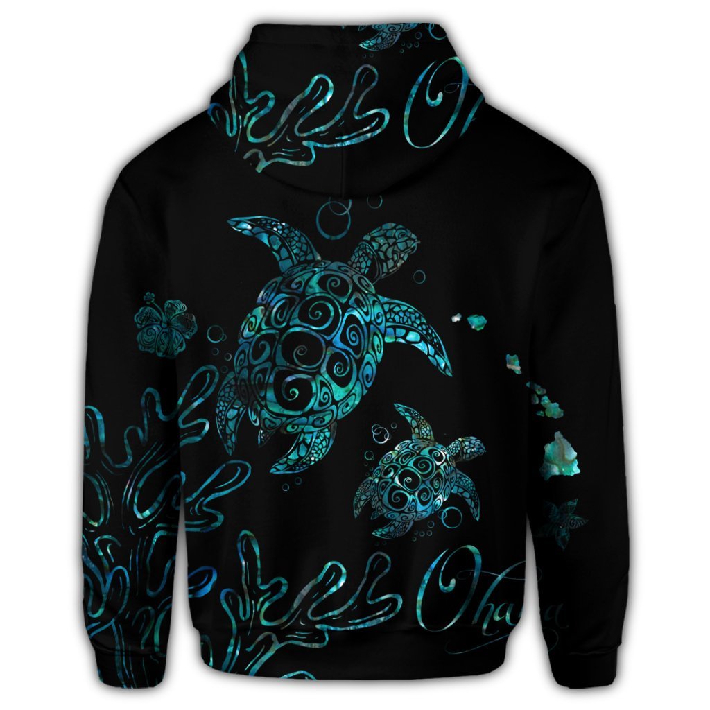 Hawaiian Turtle Ohana Paua Shell Hoodie - Polynesian Pride