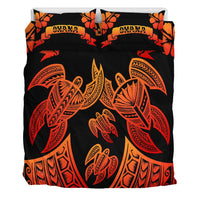 Hawaii Turtle Ohana Orange Polynesian Bedding Set - Tegen Style - AH - Polynesian Pride