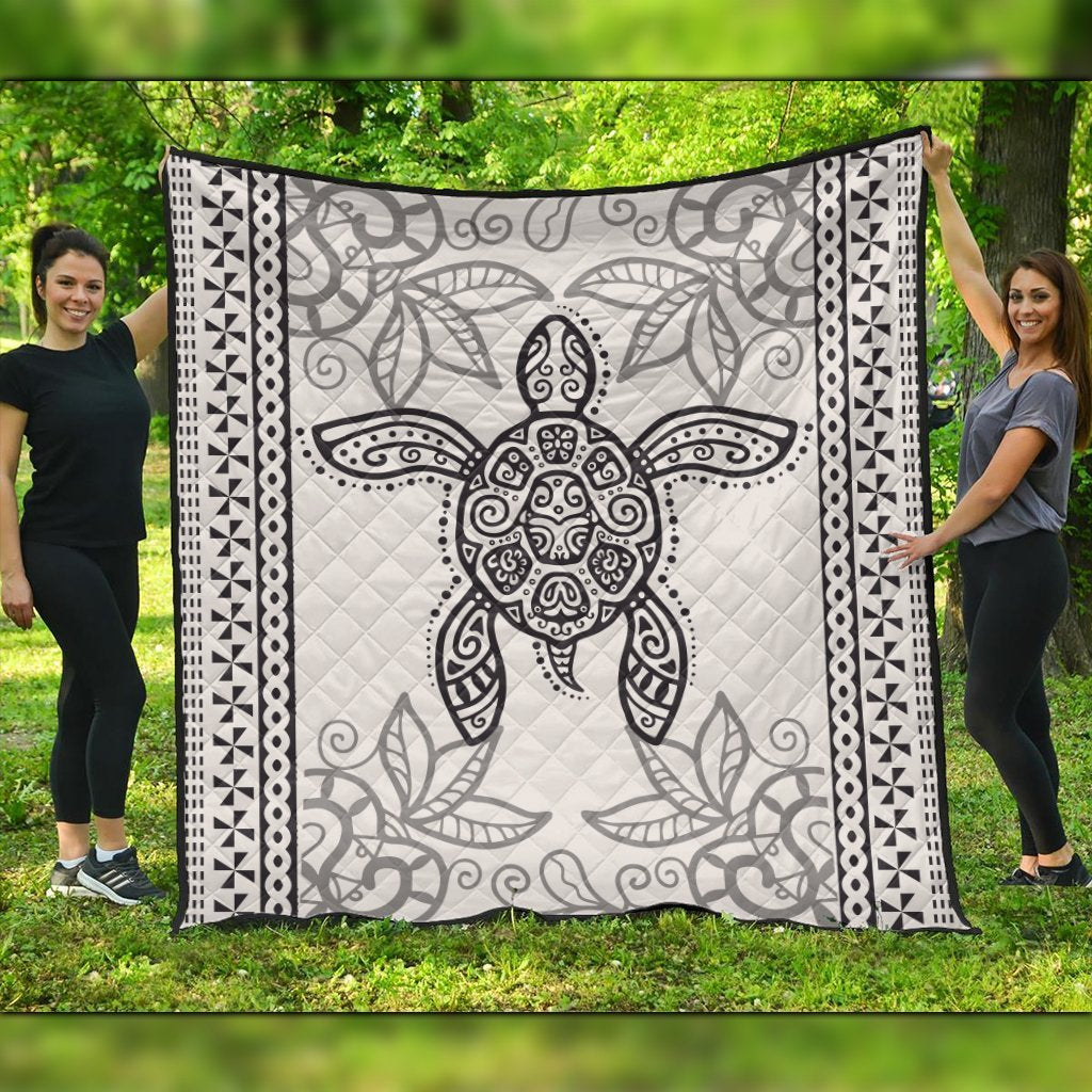 Hawaii Turtle Pattern Premium Quilts - AH Black - Polynesian Pride