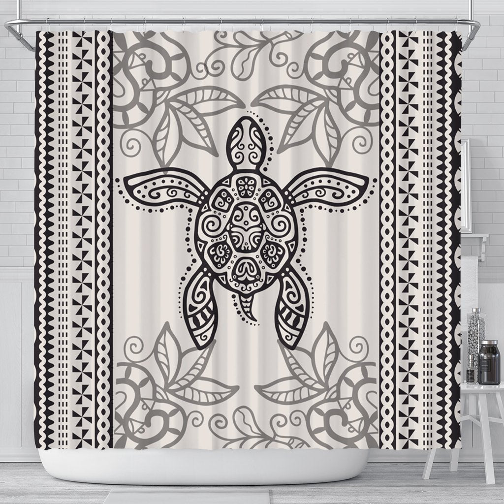 Hawaii Turtle Pattern Shower Curtain - AH 177 x 172 (cm) Black - Polynesian Pride