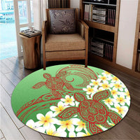 Hawaii Turtle Plumeria Round Carpet - Green Style - AH - Polynesian Pride