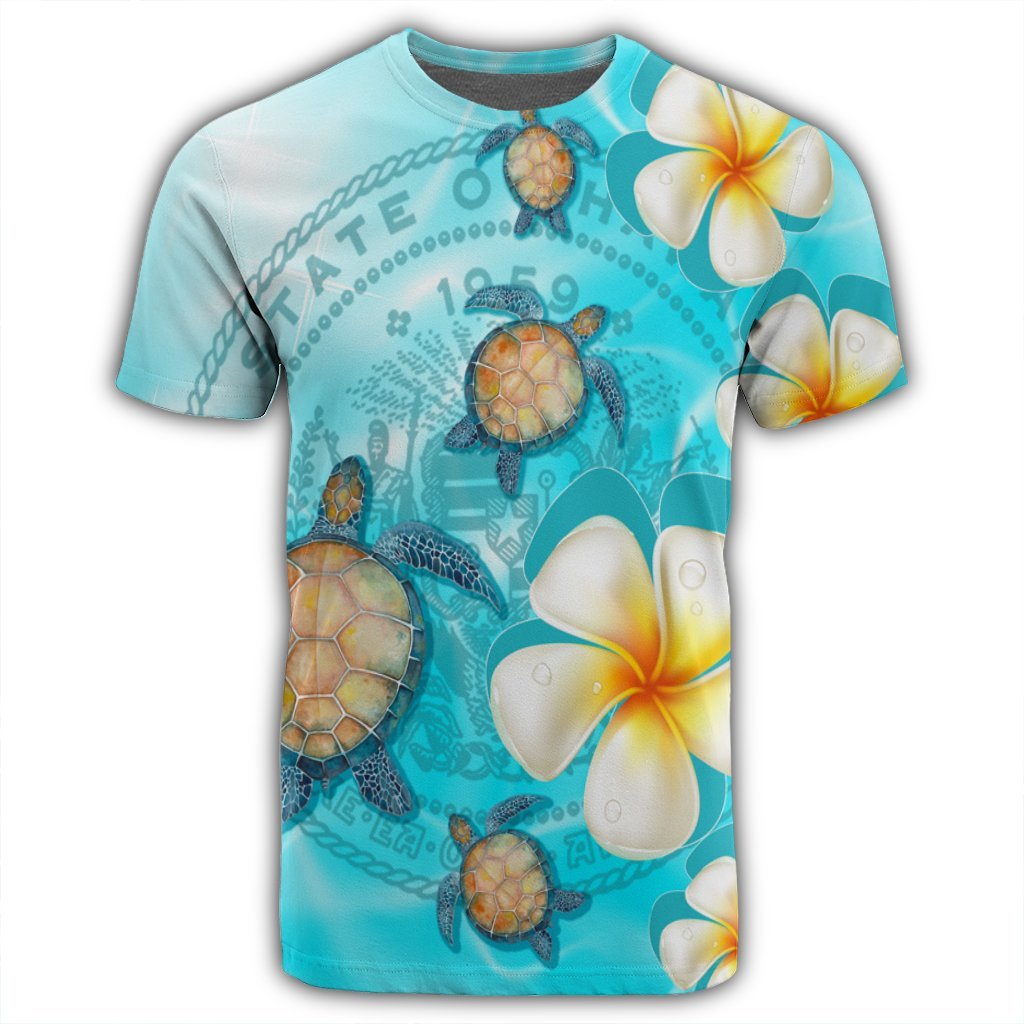 Hawaii Turtle Plumeria Coat of Arm Ocean T Shirt - Polynesian Pride