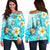 Hawaii Turtle Plumeria Coat Of Arm Ocean Women's Off Shoulder Sweater - AH Black - Polynesian Pride