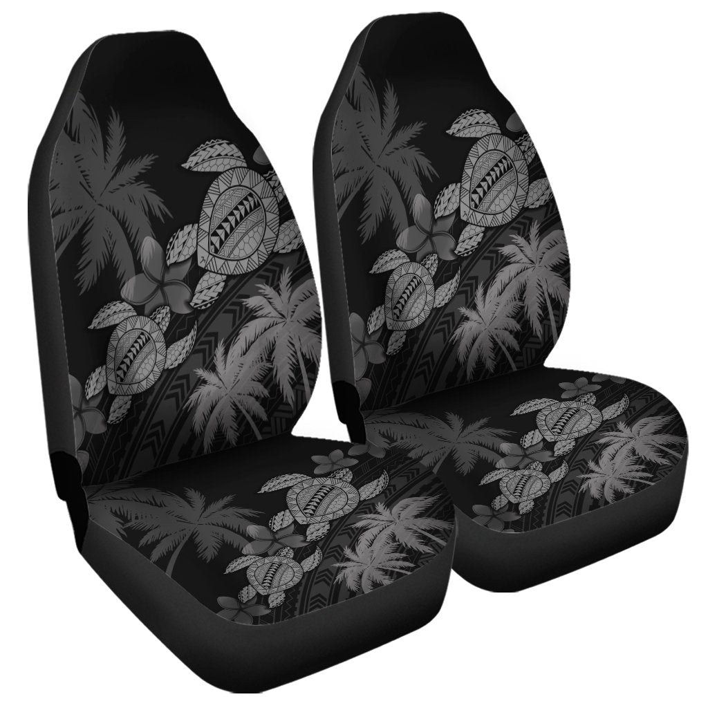 Hawaii Turtle Plumeria Coconut Tree Polynesian Car Seat Covers - Gray - AH Universal Fit Black - Polynesian Pride