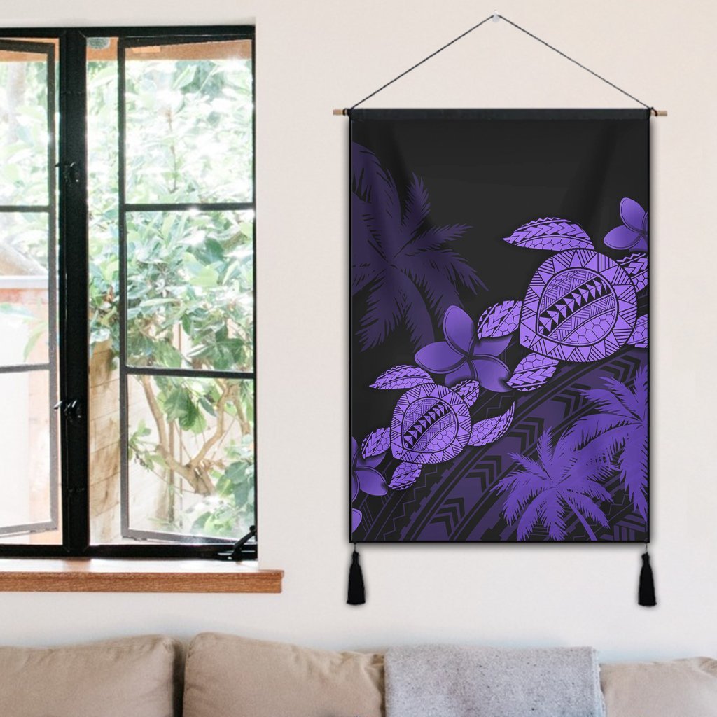 Hawaii Turtle Plumeria Coconut Tree Polynesian Hanging Poster - Purple - AH - Polynesian Pride