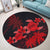 Hawaii Turtle Plumeria Coconut Tree Polynesian Round Carpet - Red - AH - Polynesian Pride