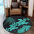 Hawaii Turtle Plumeria Coconut Tree Polynesian Round Carpet - Turquoise - AH - Polynesian Pride