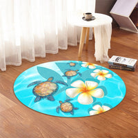Hawaii Turtle Plumeria Kanaka Ocean Round Carpet - AH - Polynesian Pride