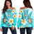 Hawaii Turtle Plumeria Kanaka Ocean Women's Off Shoulder Sweater - AH Black - Polynesian Pride