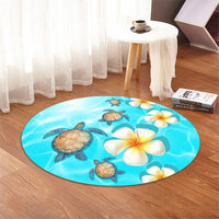 Hawaii Turtle Plumeria Ocean Round Carpet - AH - Polynesian Pride