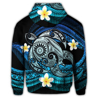 Hawaii Turtle Plumeria Polynesian Zip Hoodie Mela Style - Polynesian Pride