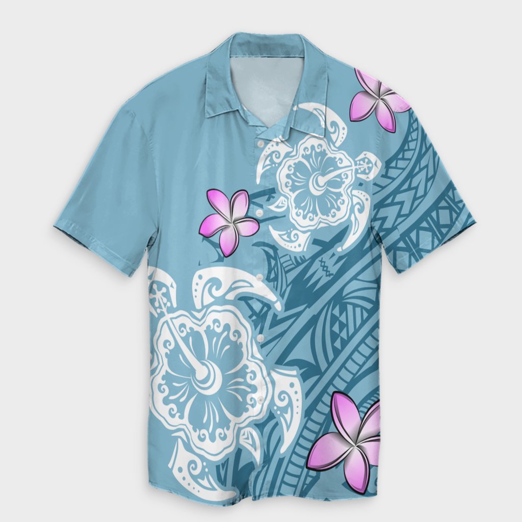 Hawaii Turtle Plumeria Polynesian Simple Hawaiian Shirt - AH Unisex Black - Polynesian Pride