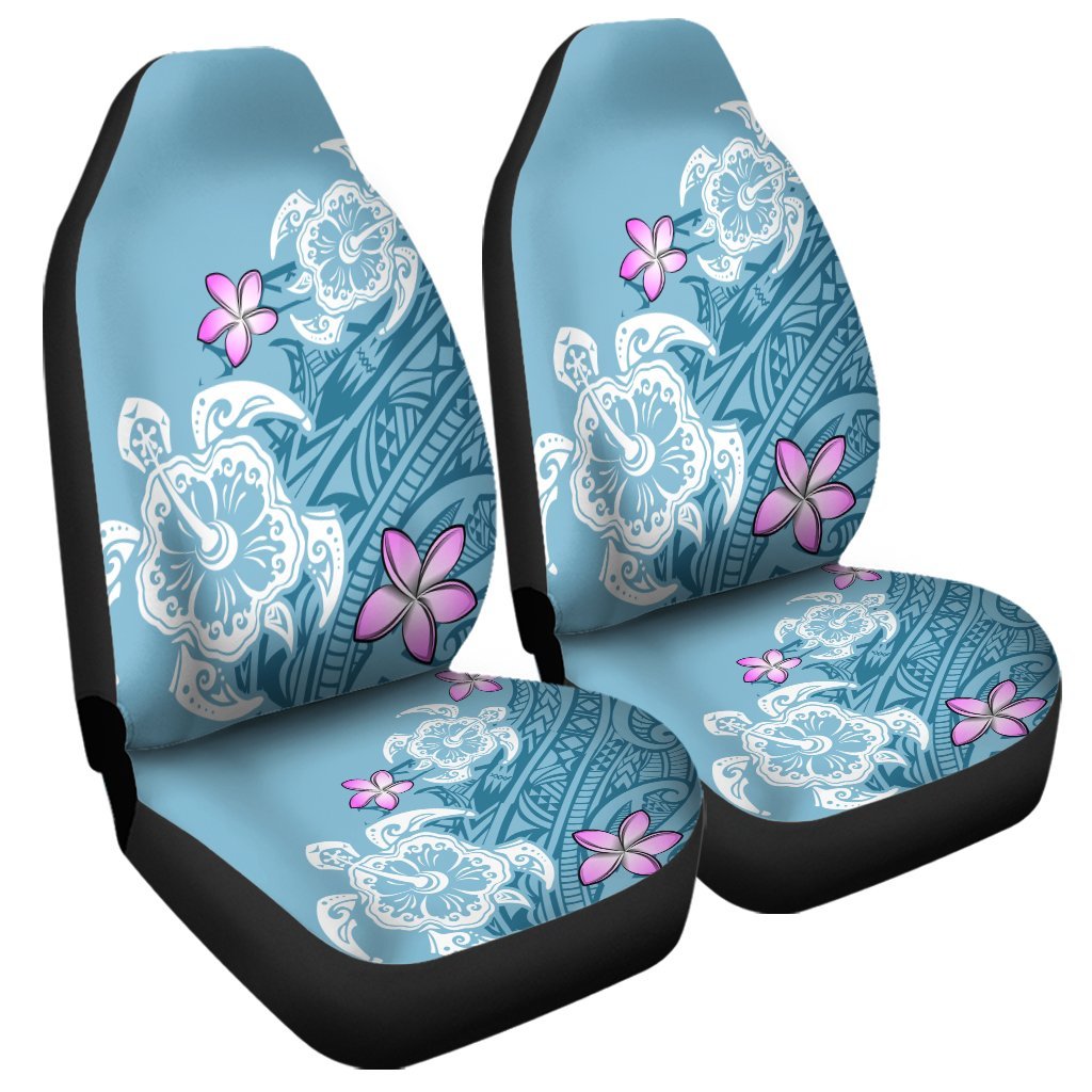 Hawaii Turtle Plumeria Polynesian Simple Car Seat Covers - AH Universal Fit Black - Polynesian Pride