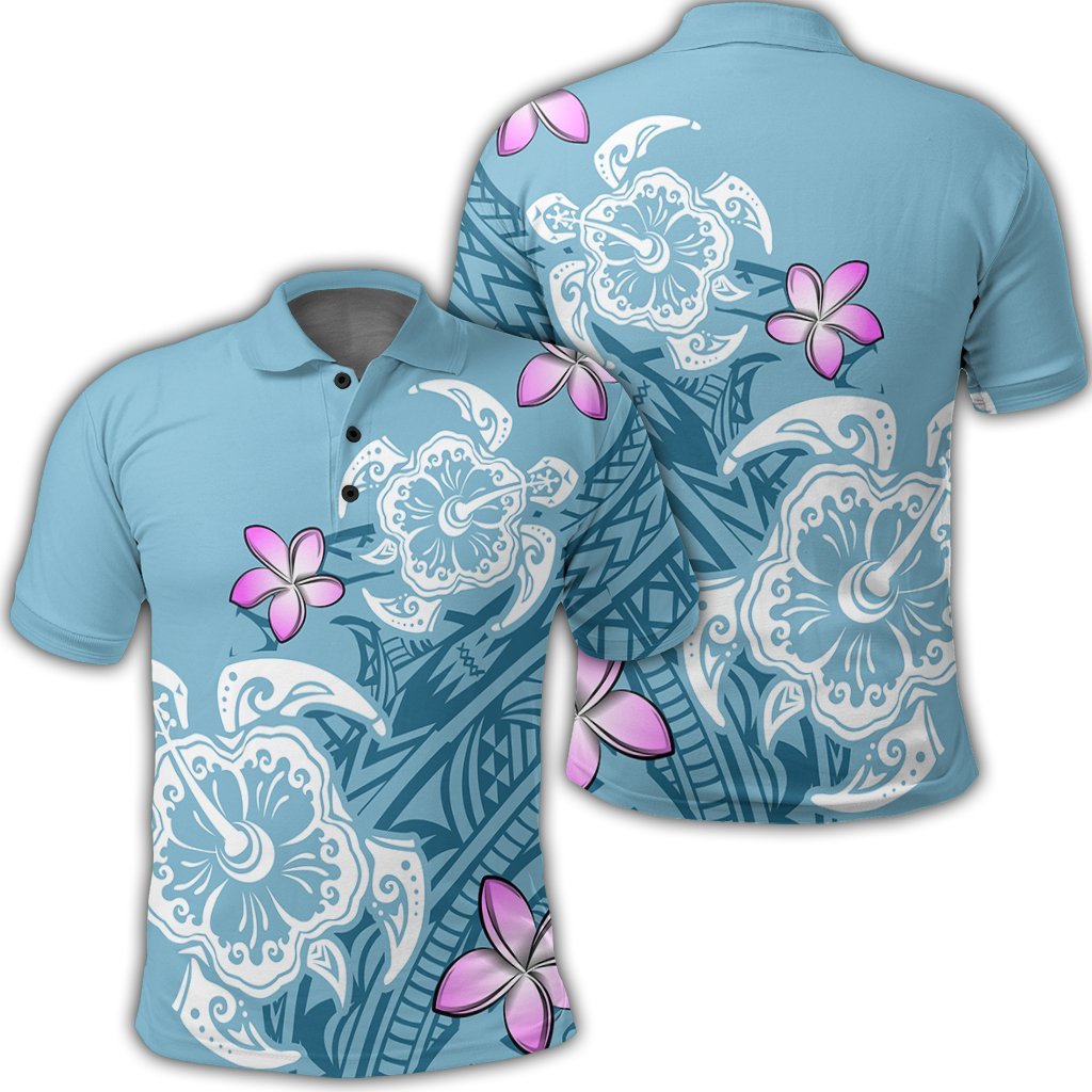 Hawaii Turtle Plumeria Polynesian Simple Polo Shirt Unisex Black - Polynesian Pride