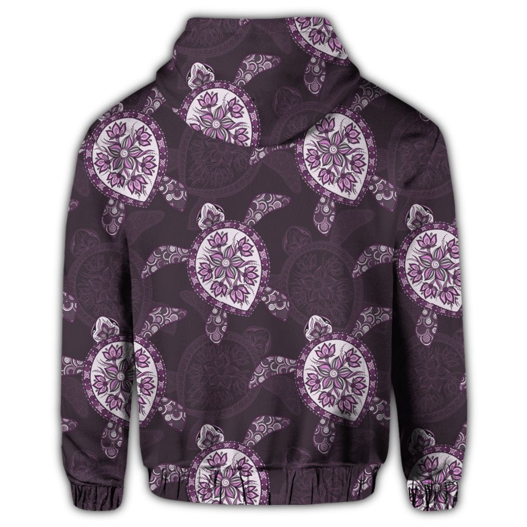 Hawaiian Turtle Plumeria Violet Hoodie - Polynesian Pride