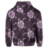 Hawaii Turtle Plumeria Violet Zip Hoodie - Polynesian Pride
