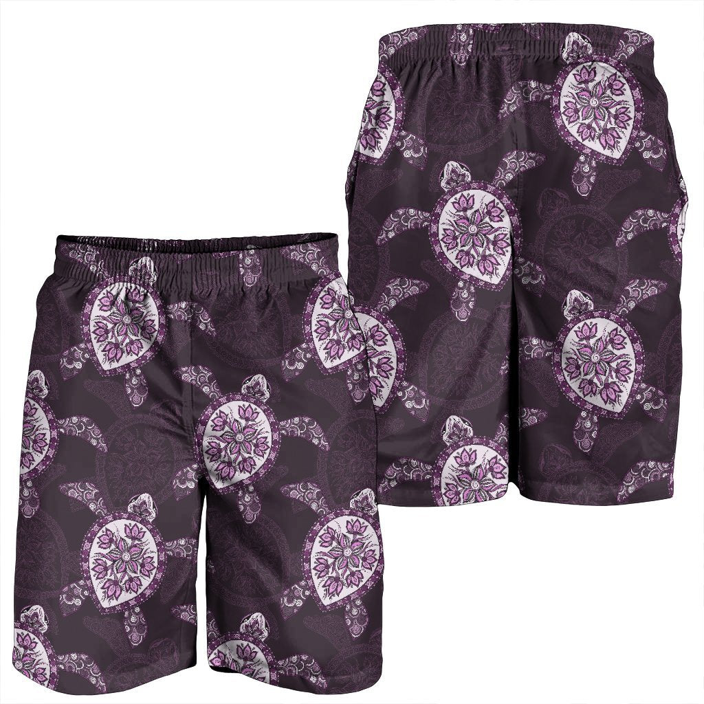 Hawaii Turtle Plumeria Violet Men's Shorts - AH - Polynesian Pride