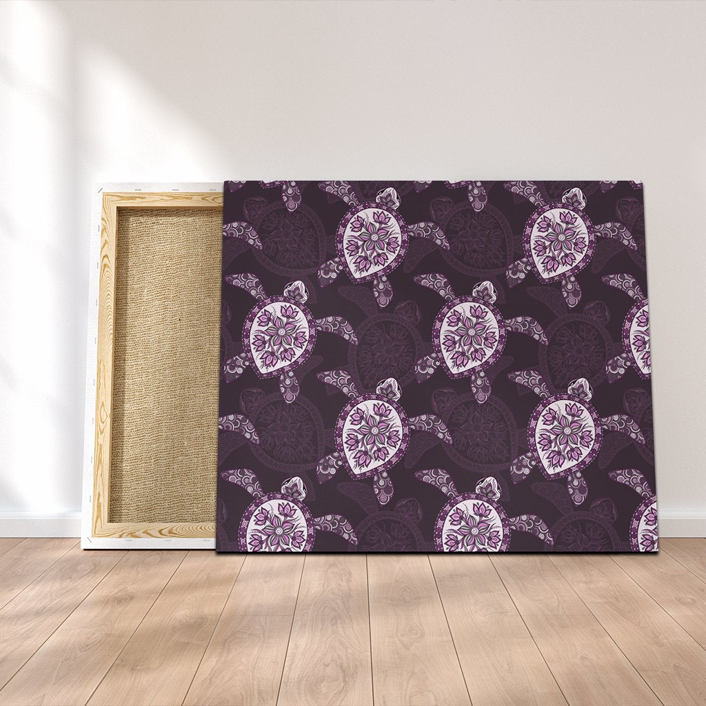 Hawaii Turtle Plumeria Violet Canvas - AH Canvas Poly-cotton - Polynesian Pride