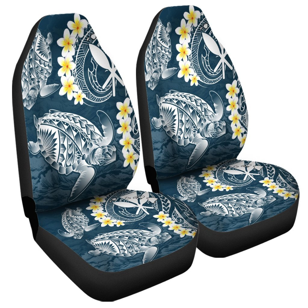 Hawaii Turtle Plumerian Polynesian Car Seat Covers - Sease Style - AH Universal Fit Black - Polynesian Pride