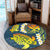 Hawaii Turtle Plumerian Polynesian Round Carpet - Sease Style - ver 2 - AH - Polynesian Pride