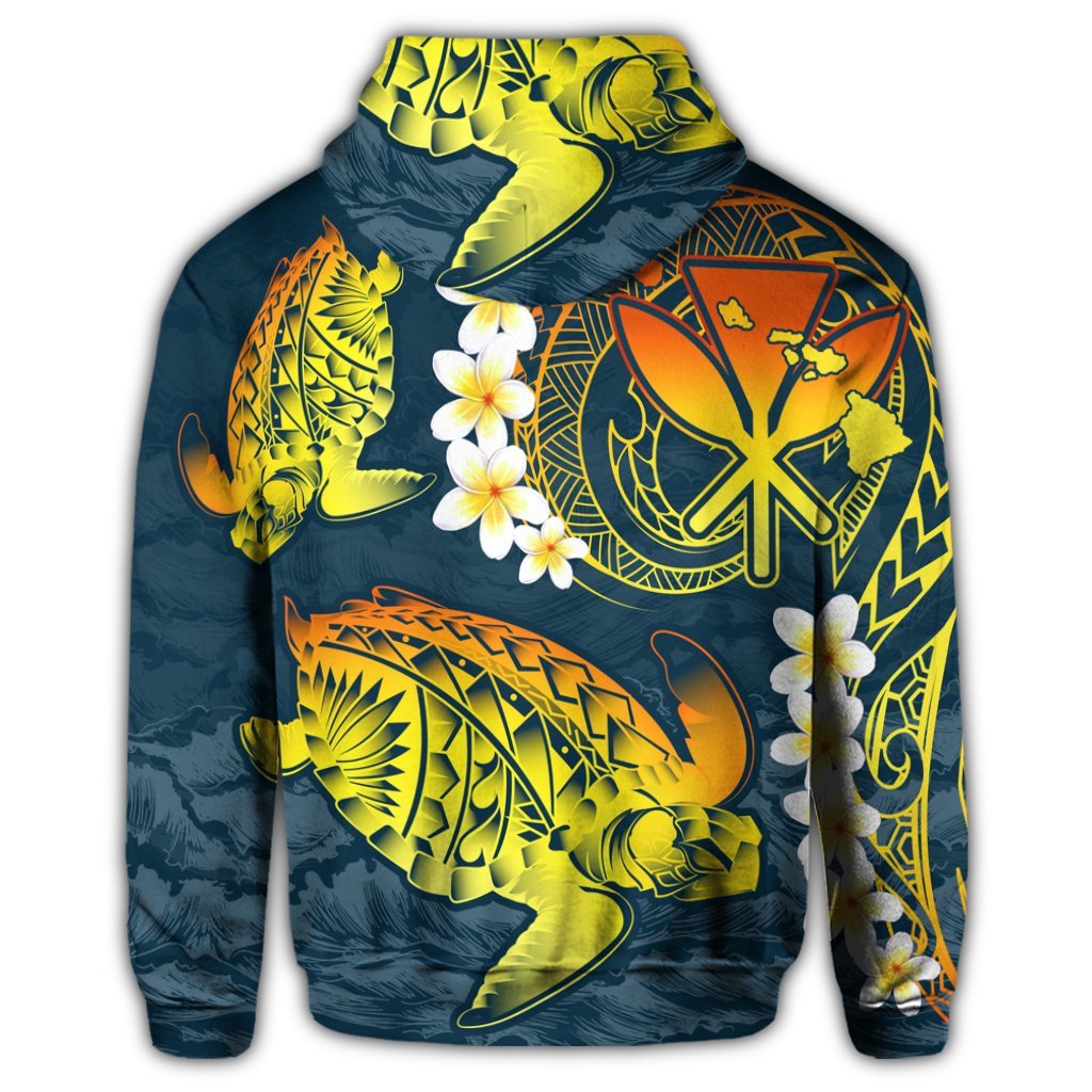 Hawaiian Turtle Plumerian Polynesian Hoodie Sease Style Ver 2 - Polynesian Pride
