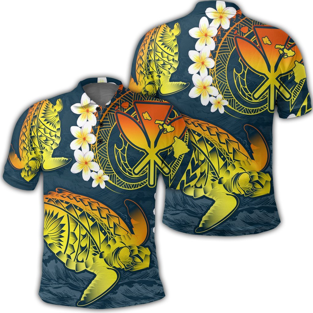 Hawaii Turtle Plumerian Polynesian Polo Shirt Sease Style ver 2 AH Unisex Black - Polynesian Pride