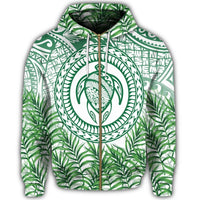 Hawaii Turtle Polyneian Palm Tree Leaf Zip Hoodie - Polynesian Pride