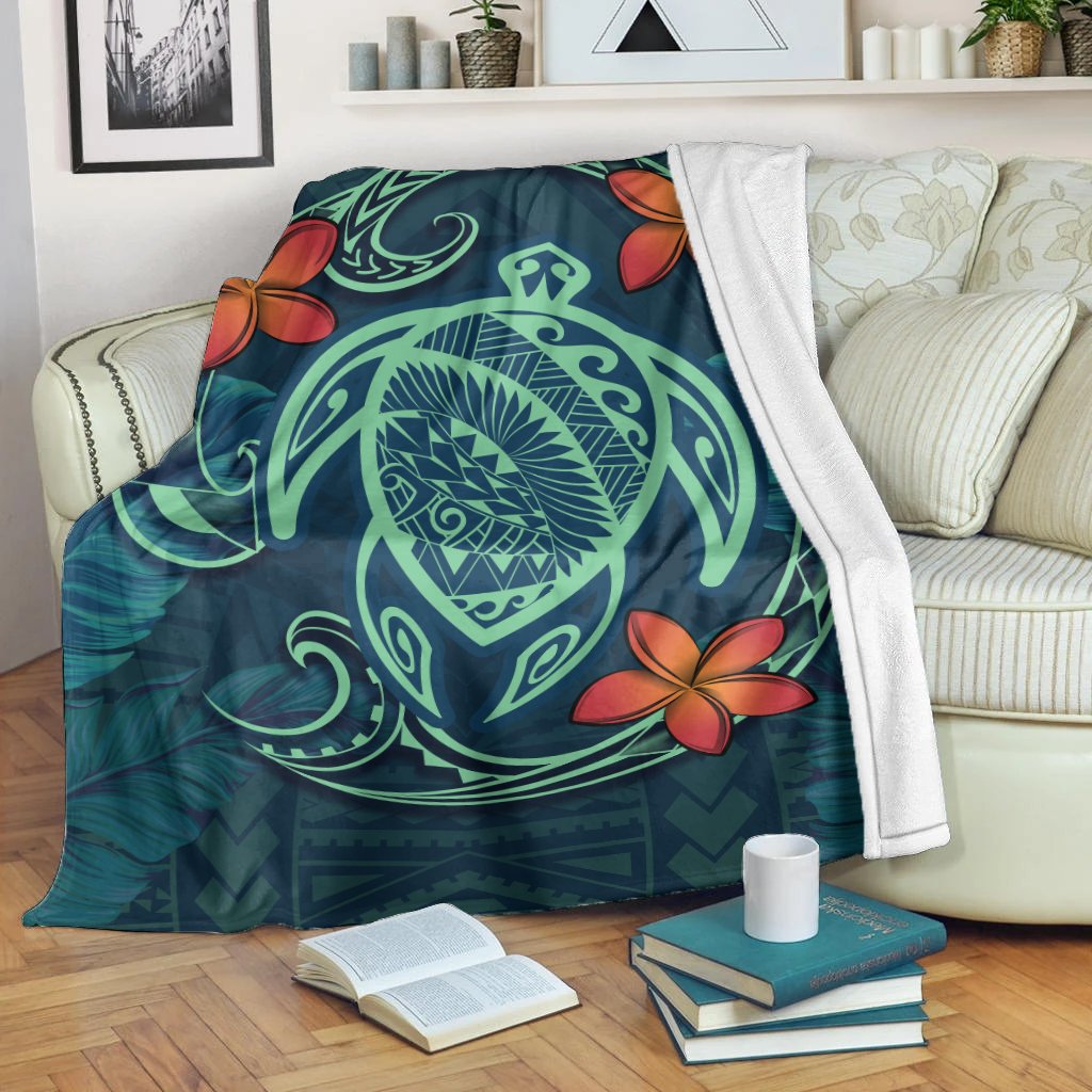 Hawaii Turtle Polynesia Tropical Premium Blanket - Tax Style - AH White - Polynesian Pride