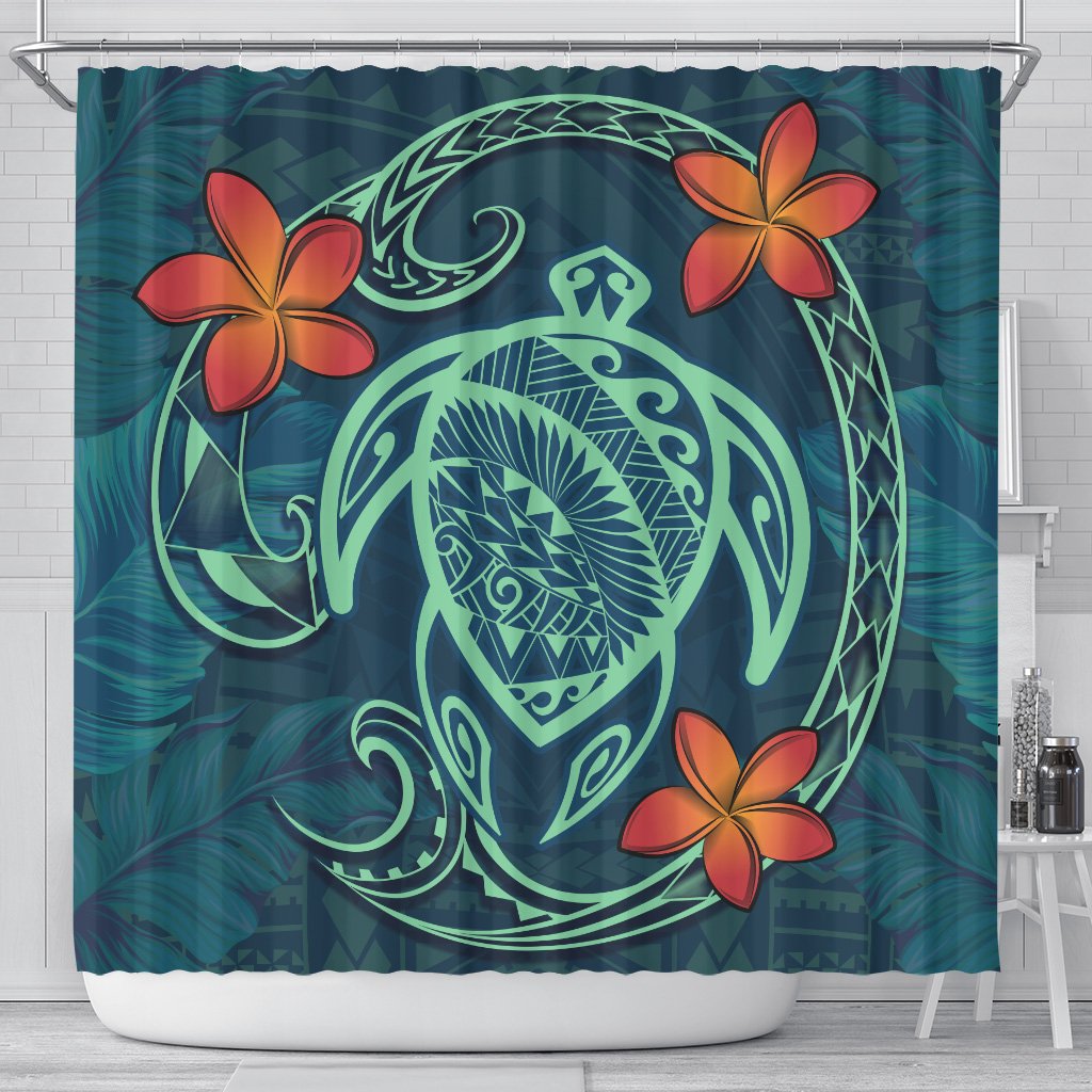 Hawaii Turtle Polynesia Tropical Shower Curtain - Tax Style - AH 177 x 172 (cm) Blue - Polynesian Pride