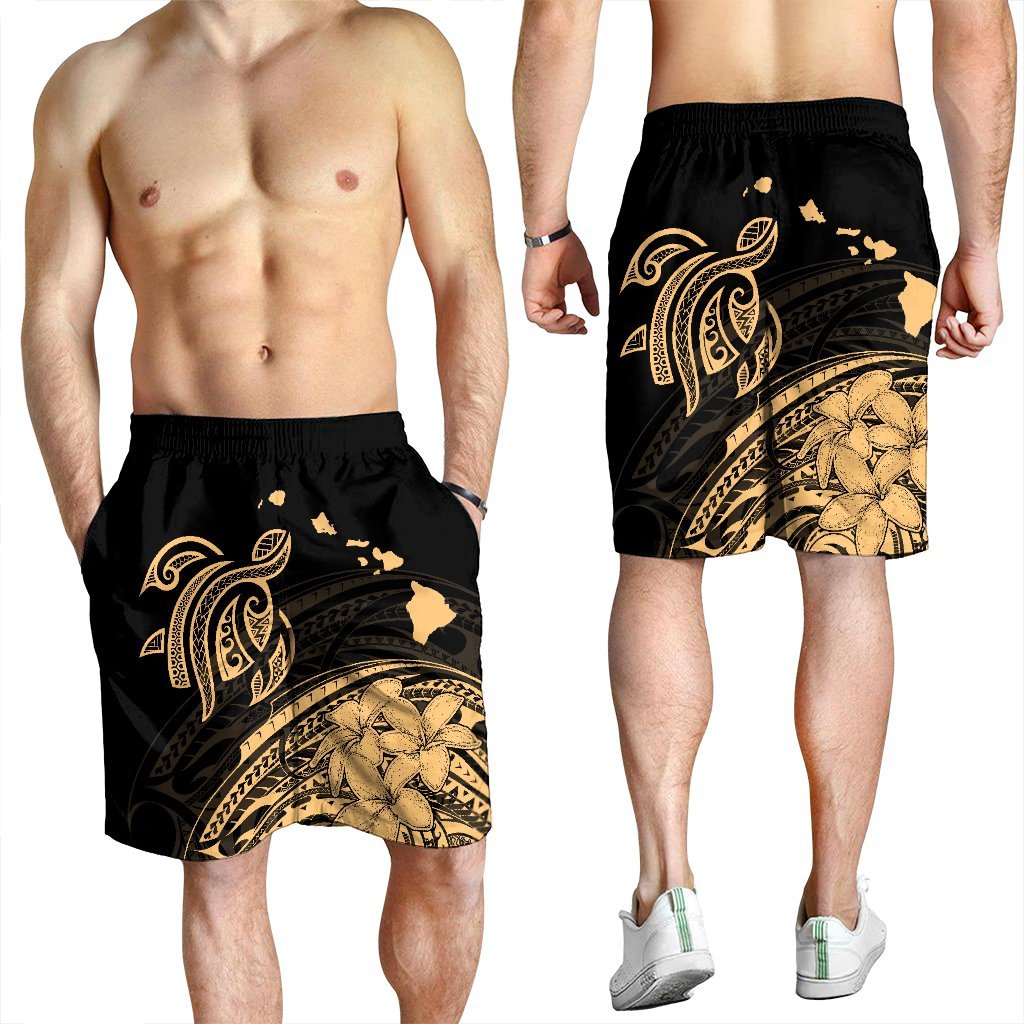 Hawaii Turtle Polynesian Map Plumeria Men's Shorts - AH - Polynesian Pride