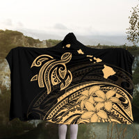 Hawaii Turtle Polynesian Map Plumeria Hooded Blanket - AH - Polynesian Pride
