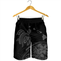 Hawaii Turtle Polynesian Map Plumeria Men's Shorts Gray - AH - Polynesian Pride