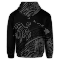 Hawaii Turtle Polynesian Map Plumeria Zip Hoodie Gray - Polynesian Pride