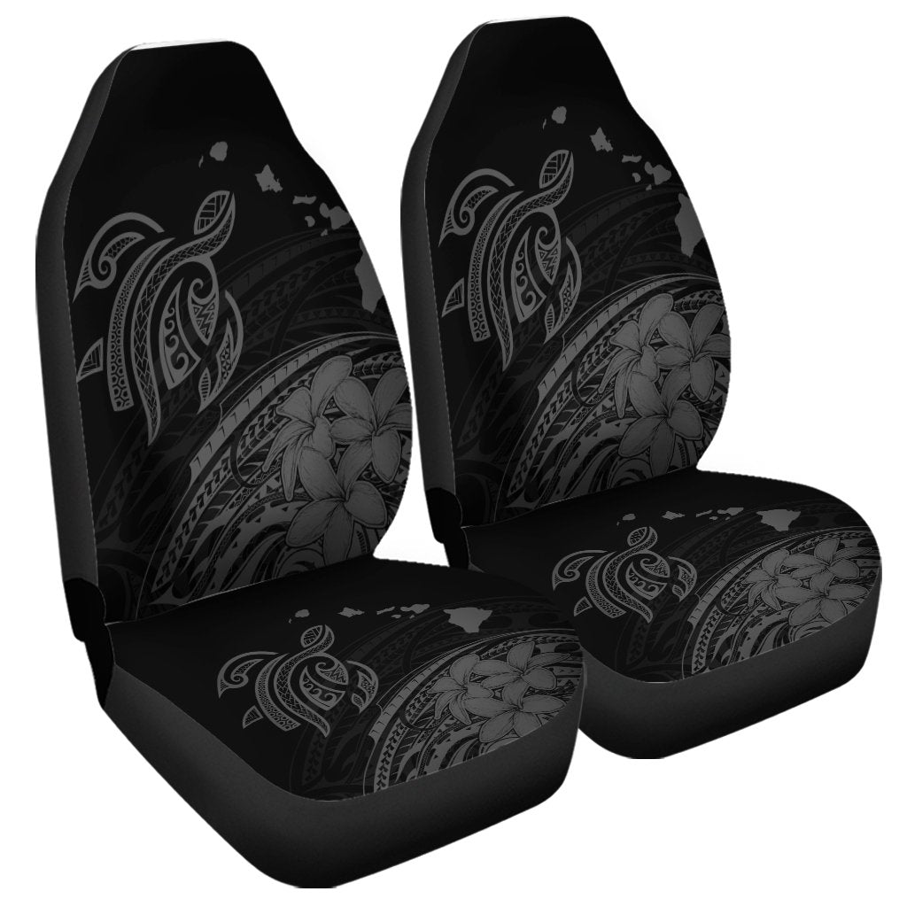 Hawaii Turtle Polynesian Map Plumeria Car Seat Covers Gray - AH Universal Fit Black - Polynesian Pride