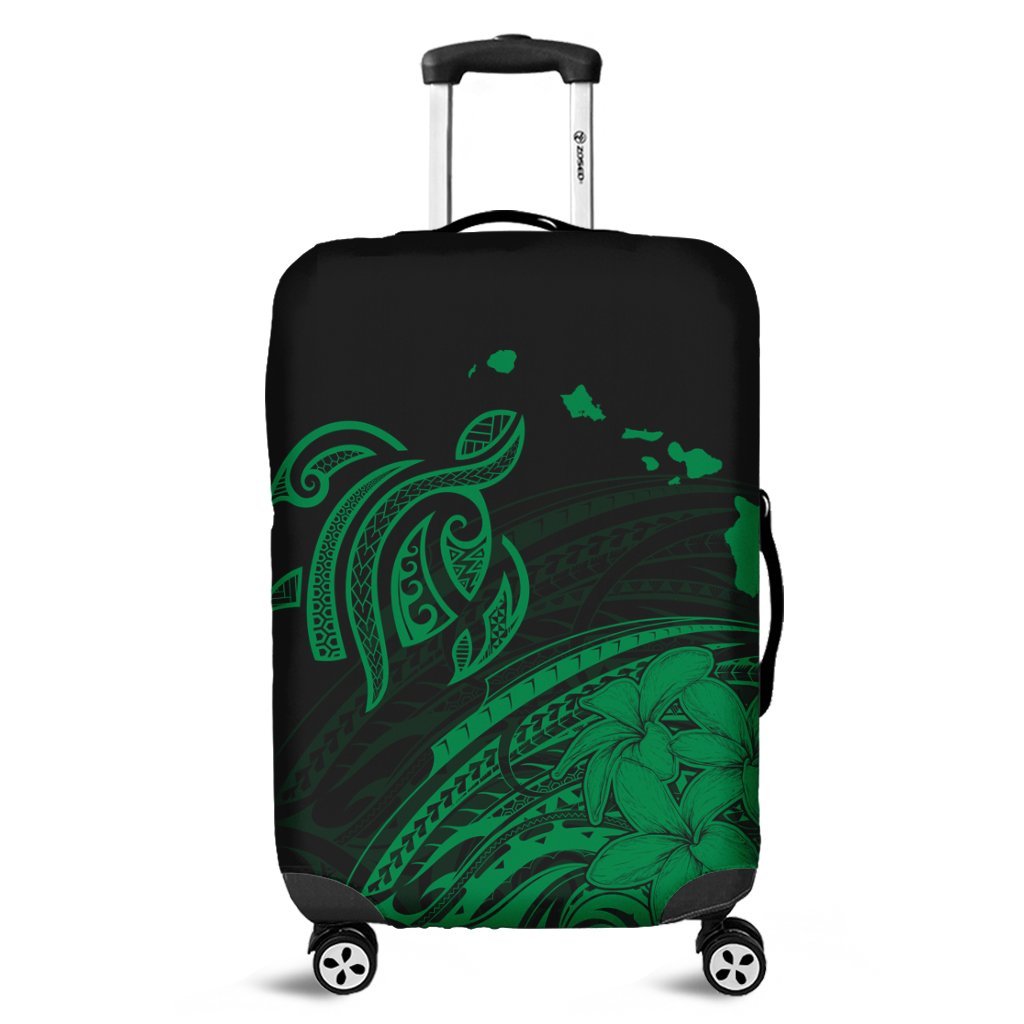 Hawaii Turtle Polynesian Map Plumeria Luggage Covers Green - AH Black - Polynesian Pride