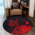 Hawaii Turtle Polynesian Map Plumeria Round Carpet Red - AH - Polynesian Pride