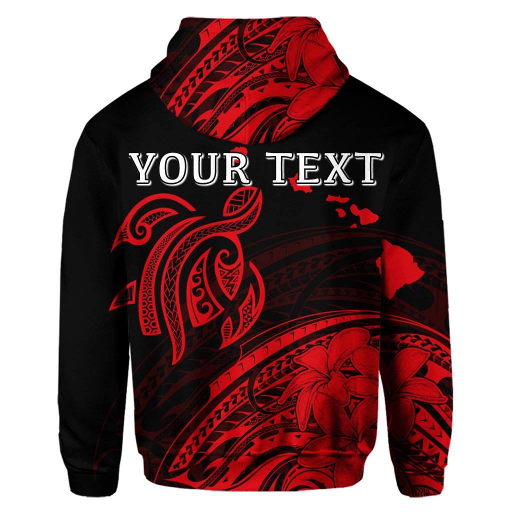 Custom Hawaii Turtle Polynesian Map Plumeria Hoodie Red - Polynesian Pride