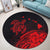 Hawaii Turtle Polynesian Map Plumeria Round Carpet Red - AH - Polynesian Pride