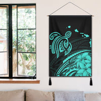 Hawaii Turtle Polynesian Map Plumeria Hanging Poster Turquoise - AH - Polynesian Pride