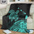 Hawaii Turtle Polynesian Map Plumeria Premium Blankets Turquoise - AH - Polynesian Pride