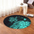 Hawaii Turtle Polynesian Map Plumeria Round Carpet Turquoise - AH - Polynesian Pride