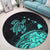 Hawaii Turtle Polynesian Map Plumeria Round Carpet Turquoise - AH - Polynesian Pride