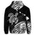 Hawaii Turtle Polynesian Map Plumeria Zip Hoodie White - Polynesian Pride