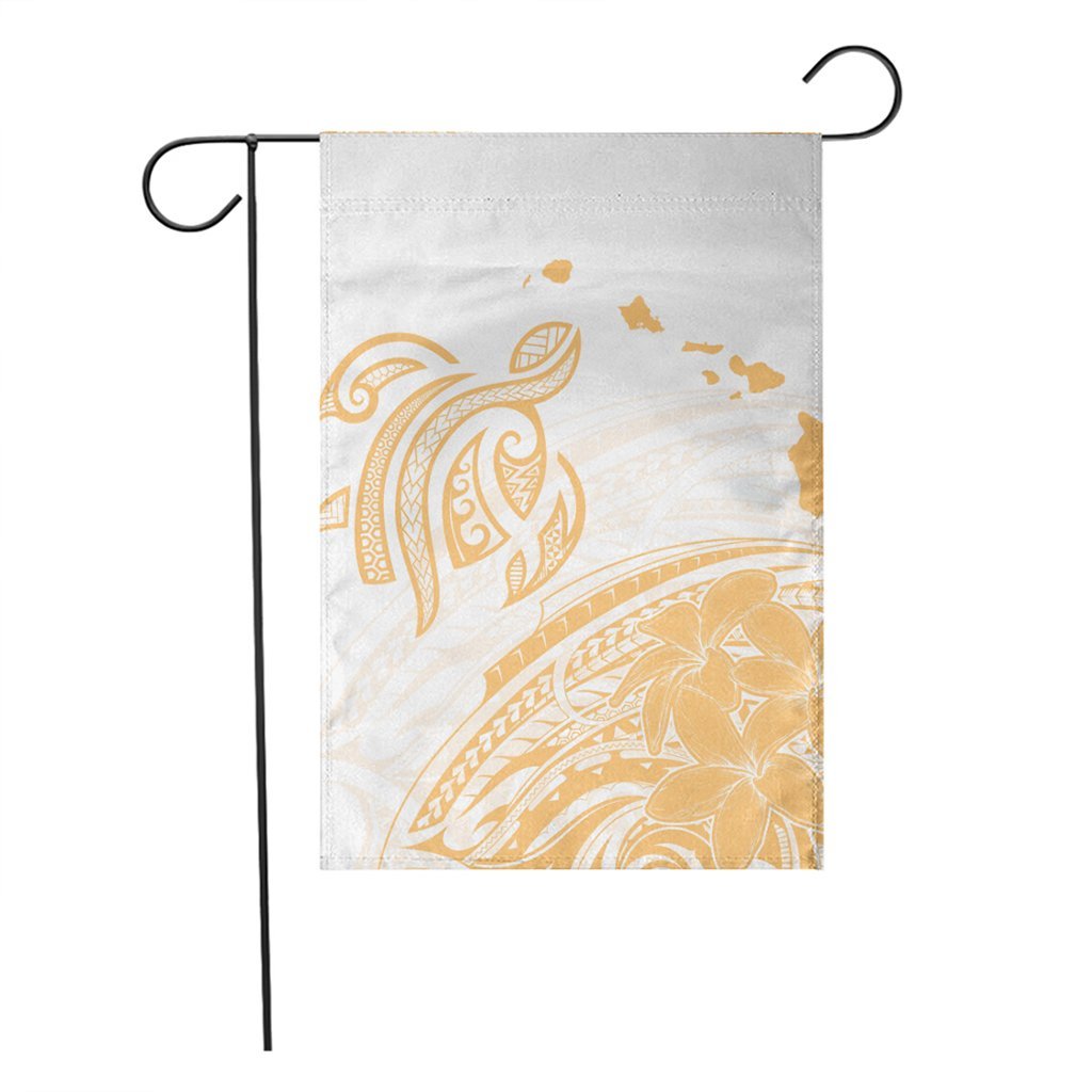 Hawaii Turtle Polynesian Map Plumeria White Background Flag - AH - Polynesian Pride