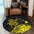 Hawaii Turtle Polynesian Map Plumeria Yellow Round Carpet - AH - Polynesian Pride