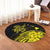 Hawaii Turtle Polynesian Map Plumeria Yellow Round Carpet - AH - Polynesian Pride