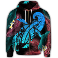 Hawaii Turtle Polynesian Tropical Zip Hoodie Ghia Style - Polynesian Pride