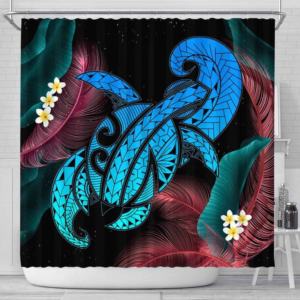 Hawaii Turtle Polynesian Tropical Shower Curtain - Ghia Style - AH 177 x 172 (cm) Black - Polynesian Pride