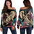 Hawaii Turtle Polynesian Tropical Women's Off Shoulder Sweater - Ghia Style Gold - AH Black - Polynesian Pride