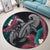 Hawaii Turtle Polynesian Tropical Round Carpet - Ghia Style Gray - AH - Polynesian Pride